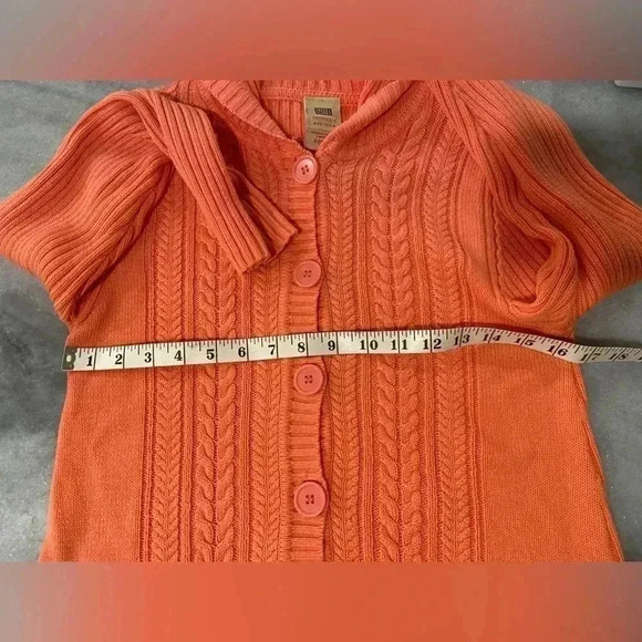 Faded Glory Coral Cluster Cable Knit Ribbed Hooded Button Cardigan Size Small - Picture 7 of 8